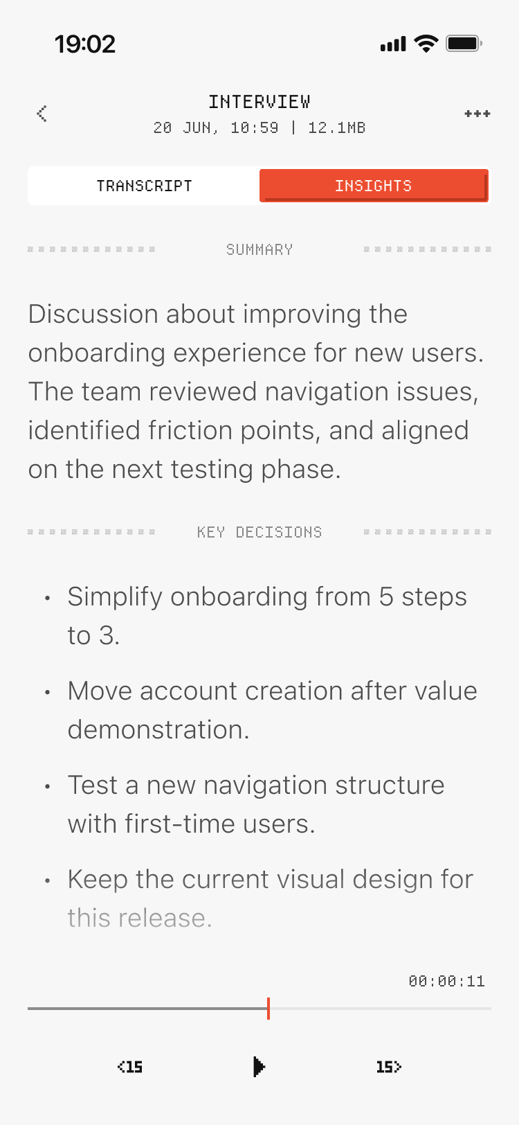 Dictantor insights screen